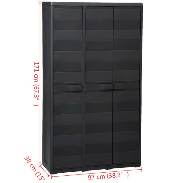 Garden Storage Cabinet with 4 Shelves – 97x38x171 cm, Black