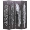 Hanover Folding Room Divider Feathers Black and White – 160×170 cm