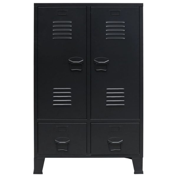 Wardrobe Metal Industrial Style 67x35x107 cm – Black