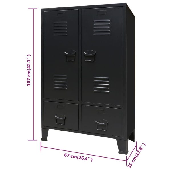 Wardrobe Metal Industrial Style 67x35x107 cm – Black