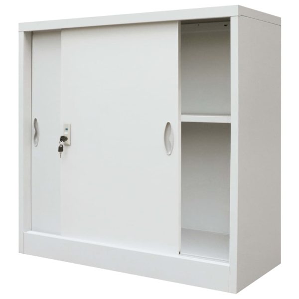 Office Cabinet with Sliding Doors Metal 90x40x90 cm Grey