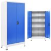 Office Cabinet Metal 90x40x180 cm Grey and Blue