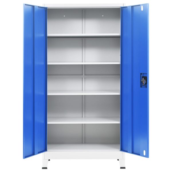 Office Cabinet Metal 90x40x180 cm Grey and Blue