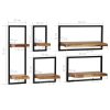 Wall Shelf Set 5 Pieces Solid Acacia Wood and Steel