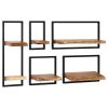 Wall Shelf Set 5 Pieces Solid Acacia Wood and Steel