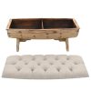 Storage Bench 103x51x44 cm Solid Wood and Fabric