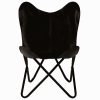 Butterfly Chair Kids Size Real Leather – Black