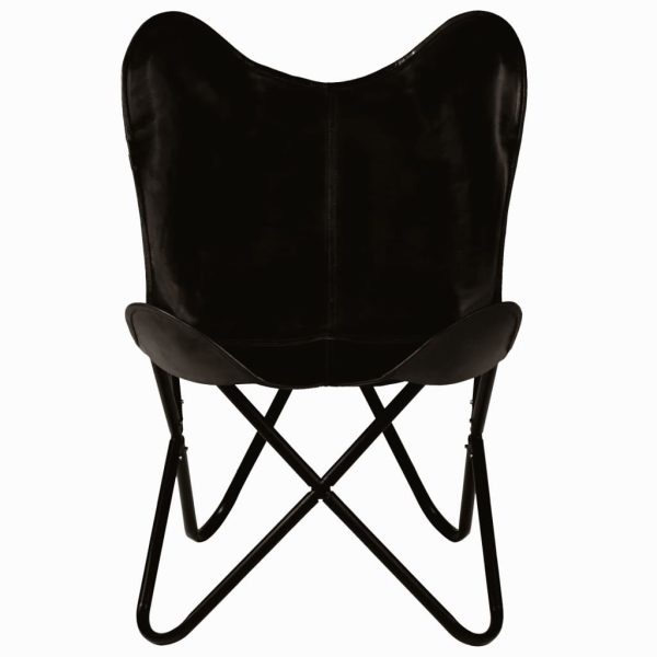 Butterfly Chair Kids Size Real Leather – Black