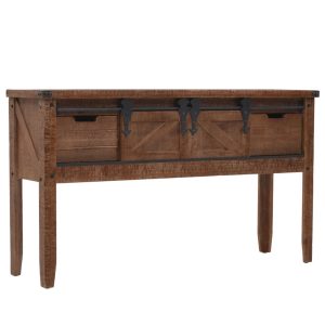 Console Table Solid Fir Wood 131×35.5×75 cm Brown