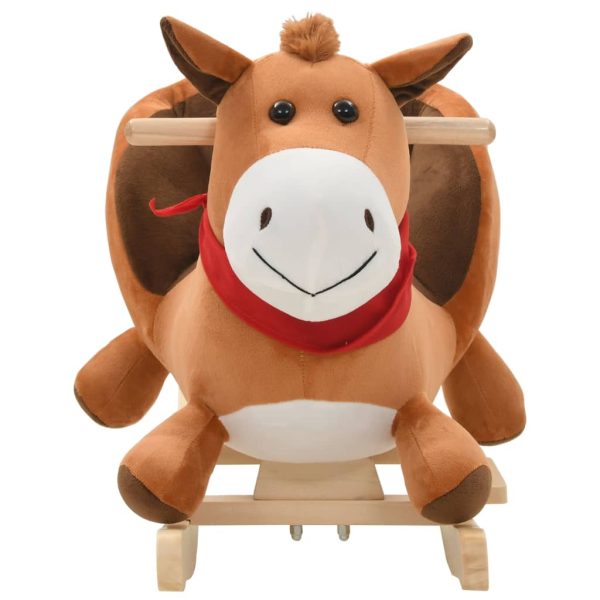 Rocking Animal with Backrest Plush 60x32x50 cm Brown – Horse