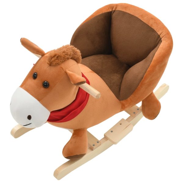 Rocking Animal with Backrest Plush 60x32x50 cm Brown – Horse