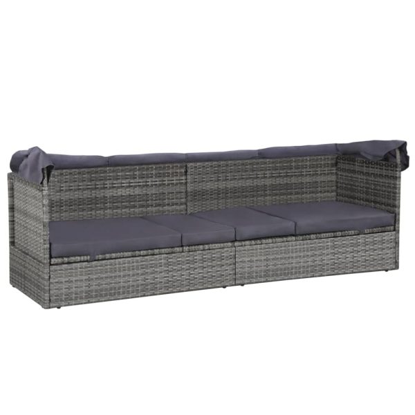 Garden Bed with Canopy Grey 205×62 cm Poly Rattan