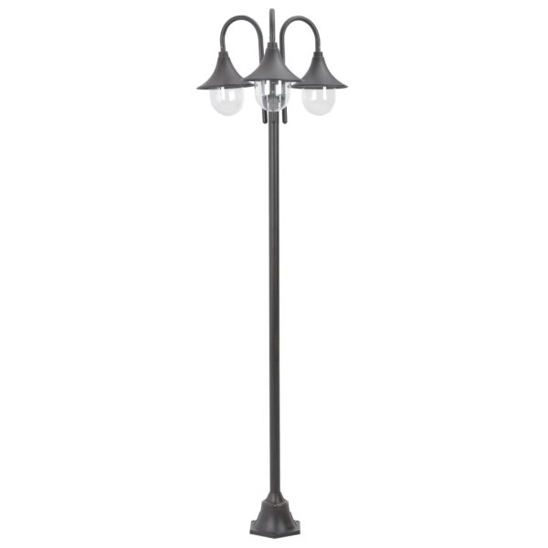 Garden Post Light E27 220 cm Aluminium 3-Lantern – Bronze