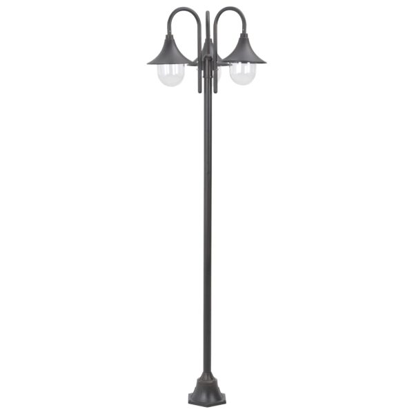 Garden Post Light E27 220 cm Aluminium 3-Lantern – Bronze