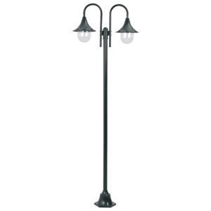 Garden Post Light E27 220 cm Aluminium 2-Lantern