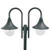 Garden Post Light E27 220 cm Aluminium 2-Lantern – Dark Green