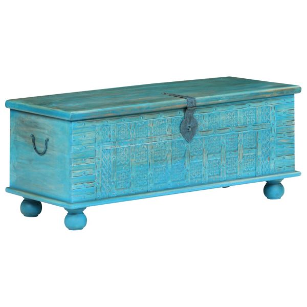 Storage Chest Solid Mango Wood Blue 100x40x41 cm