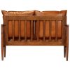 Brookfield 2-Seater Sofa Real Leather with Acacia Wood Brown