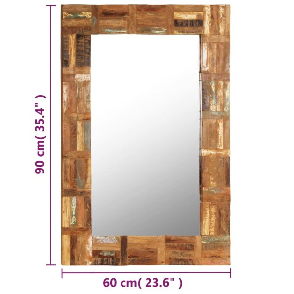 Wall Mirror Solid Reclaimed Wood – 60×90 cm