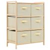 Storage Rack with 6 Fabric Baskets Cedar Wood Beige