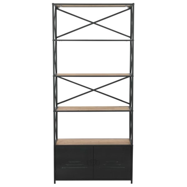 Bookcase Solid Firwood and Steel 80×32.5×180 cm