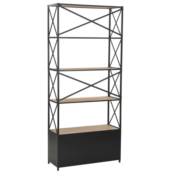 Bookcase Solid Firwood and Steel 80×32.5×180 cm