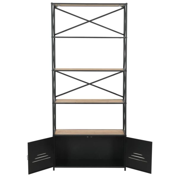 Bookcase Solid Firwood and Steel 80×32.5×180 cm