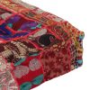 Patchwork Pouffe Square Cotton Handmade 50x50x12 cm – Red