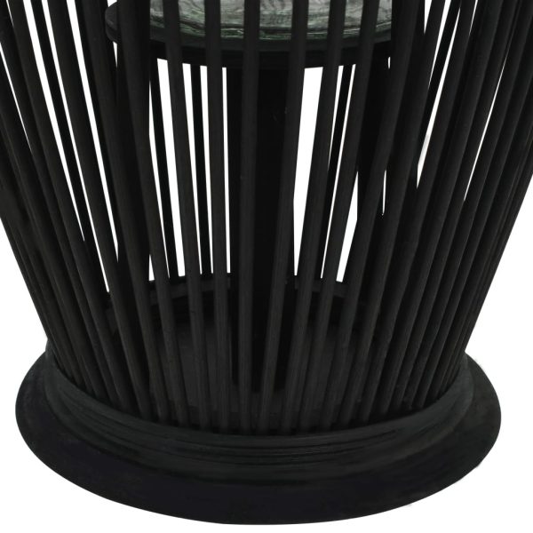 Hanging Candle Lantern Holder Bamboo Black 60 cm