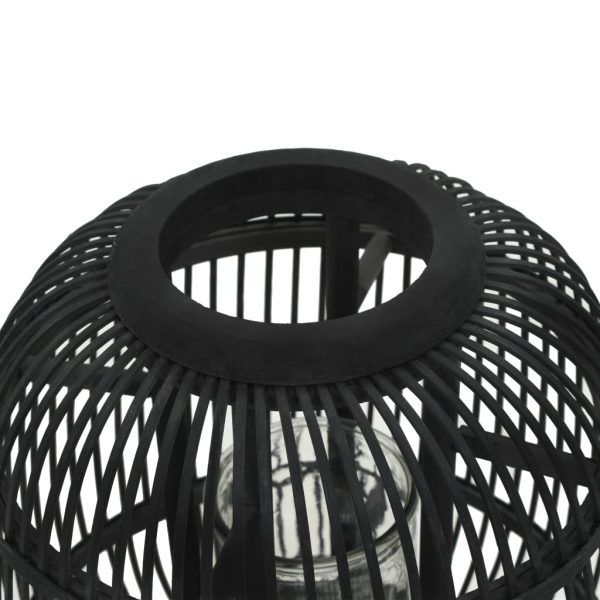 Freestanding Candle Lantern Holder Bamboo Black