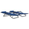 Folding Sun Loungers 2 pcs with Footrests Steel – Blue