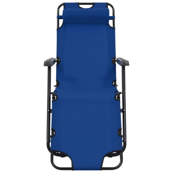 Folding Sun Loungers 2 pcs with Footrests Steel – Blue