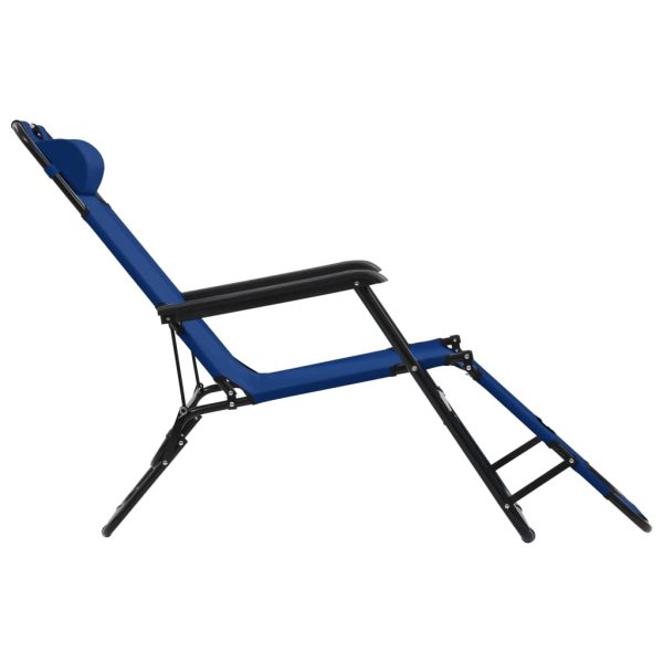 Folding Sun Loungers 2 pcs with Footrests Steel – Blue