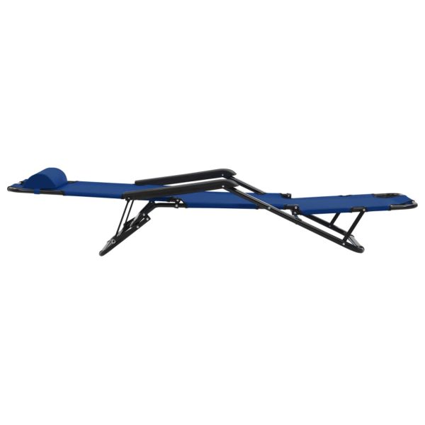 Folding Sun Loungers 2 pcs with Footrests Steel – Blue