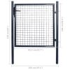 Mesh Garden Gate Galvanised Steel 85.5×100 cm Grey