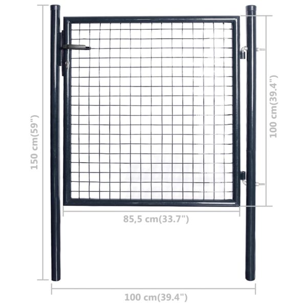 Mesh Garden Gate Galvanised Steel 85.5×100 cm Grey