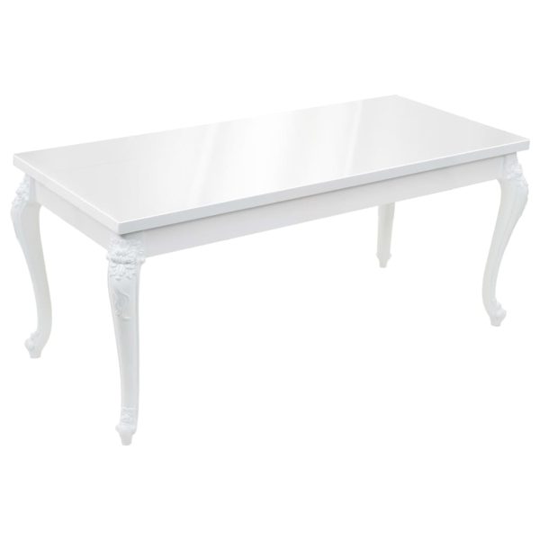 Dining Table 179x89x81 cm High Gloss White