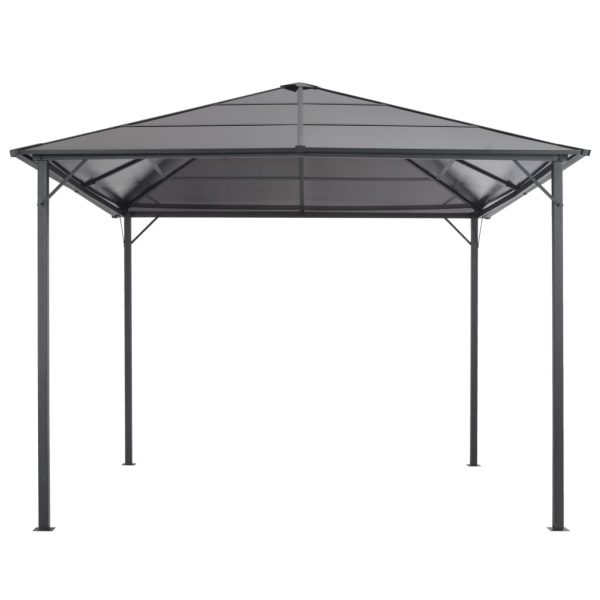 Gazebo with Roof Aluminium Black – 3×3 m