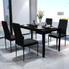 Dining Set 5 Pieces Artificial Leather Black