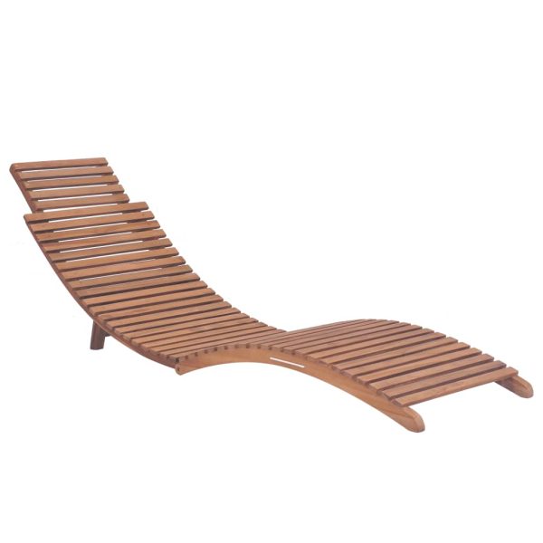 Folding Sun Lounger Solid Teak Wood – Without Table, 1