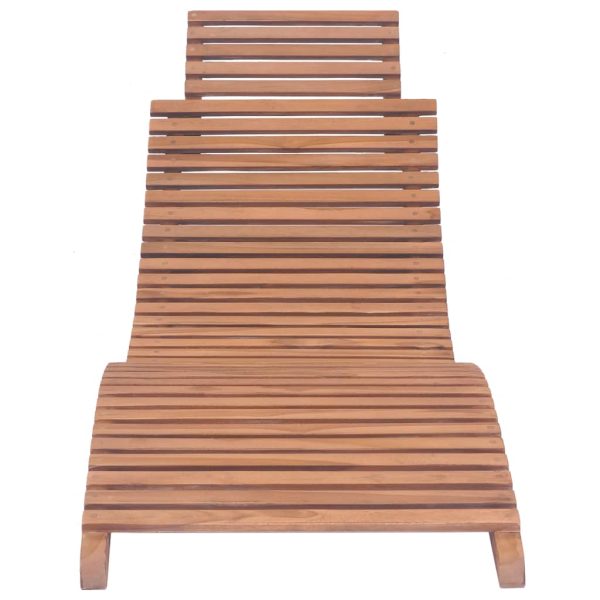 Folding Sun Lounger Solid Teak Wood – Without Table, 1