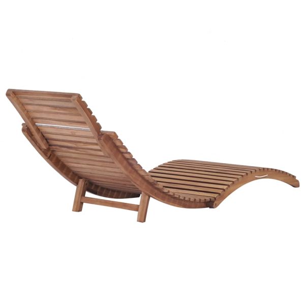 Folding Sun Lounger Solid Teak Wood – Without Table, 1