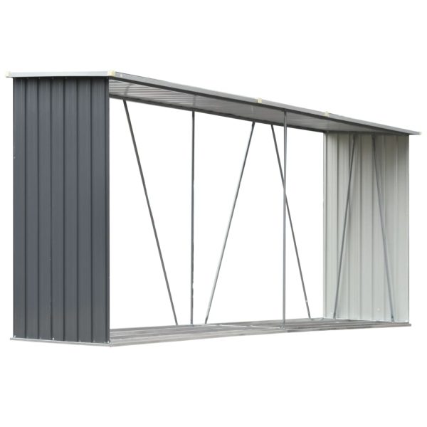 Garden Log Storage Shed Galvanised Steel 330x84x152 cm – Grey