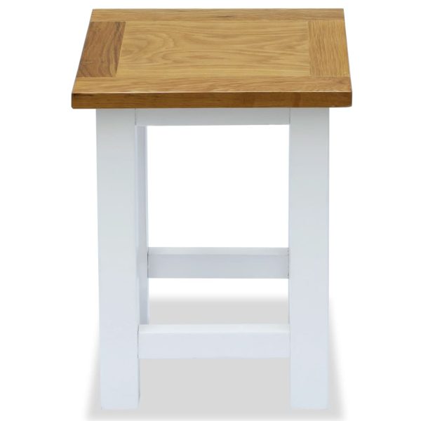 End Table 27x24x37 cm Solid Oak Wood