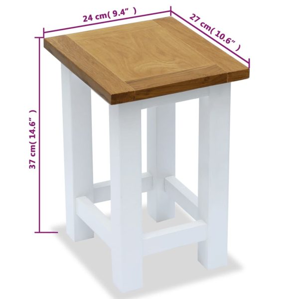 End Table 27x24x37 cm Solid Oak Wood