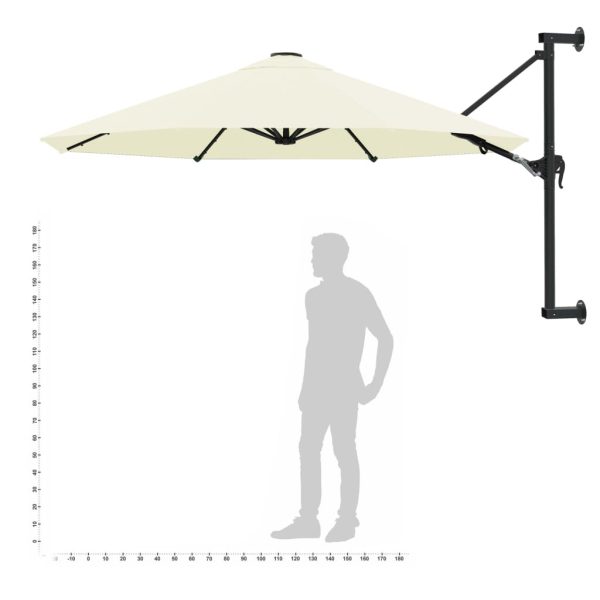 Wall-Mounted Parasol with Metal Pole 300 cm – Sand