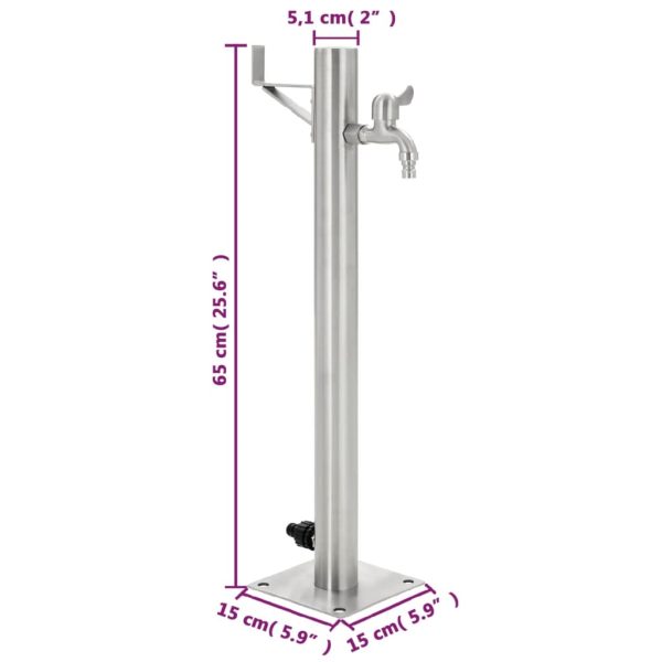 Garden Water Column Stainless Steel Round 65 cm