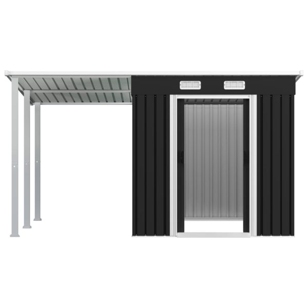 Garden Shed with Extended Roof Steel – 346x193x181 cm, Anthracite