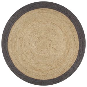 Handmade Rug Jute with Border – 90 cm, Dark Grey