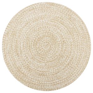 Handmade Rug Jute White and Natural – 150 cm